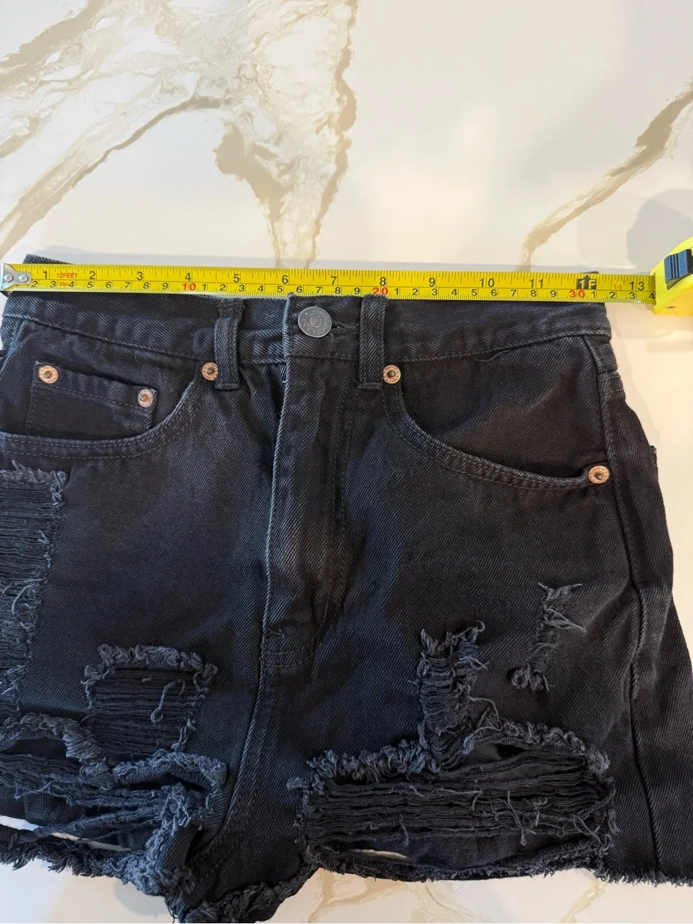 A/OK Black Distressed Denim Cutoff Shorts Size Small